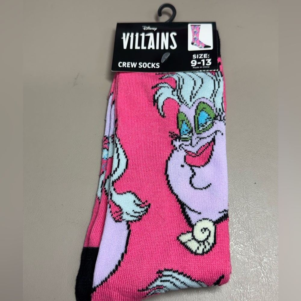 Disney Villains Pink and Black Crew Socks